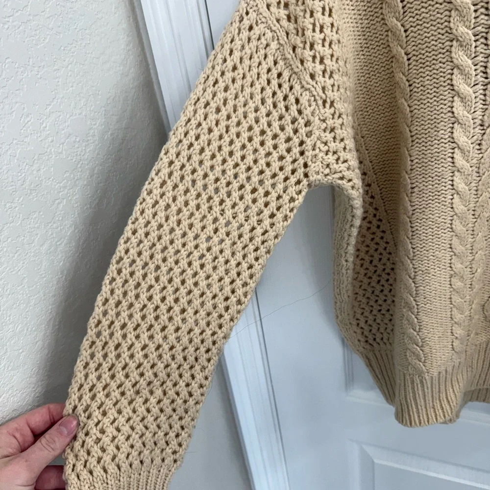 Tularosa Cable Knit Cream Sweater Women's Size XS